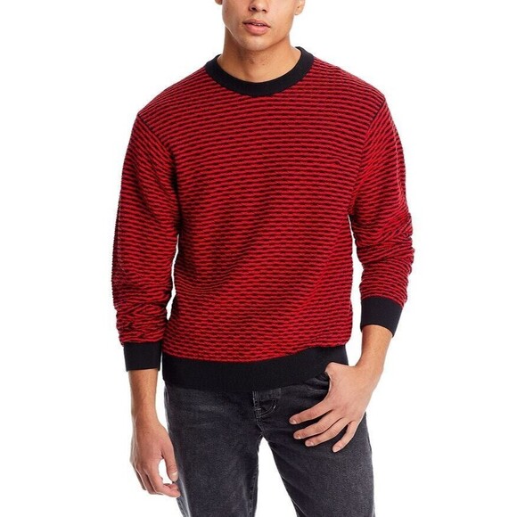 HUGO BOSS Sweater Mens XXL Red Pullover Crew Knit 100% Cotton SONDERSON $178 - Picture 1 of 9